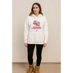 Young & Reckless White Hoodie Los Angeles Flower District Men's S Unisex Fit
